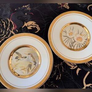 Elegant Small Gold and White Made in Japan Art Porcelain Plates